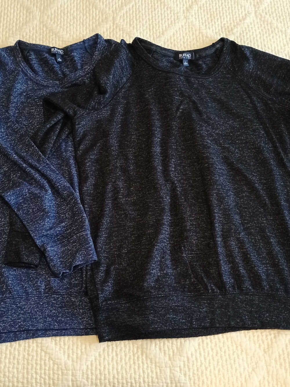 Buffalo David Bitton Navy And Black Heathered Crewneck Twin Pack